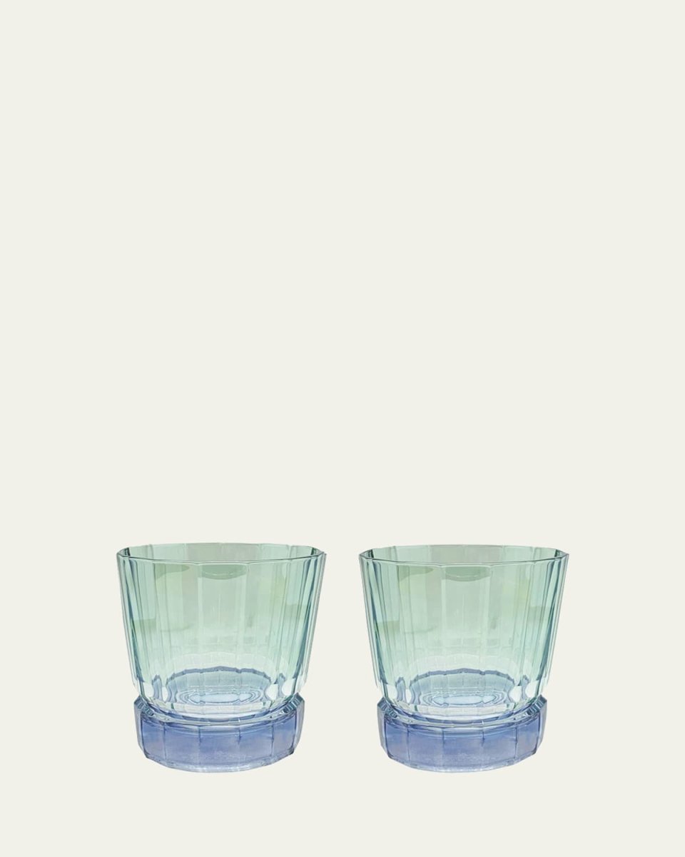 Green Shaded Short Glass Tumblers, Set of 2
